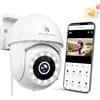 Menborn 2,5K Telecamera Wi-Fi Esterno, 4MP Telecamera Esterno, 360° Videocamera Sorveglianza Esterno, Visione Notturna a Colori, 2,4GHz con Faro, Audio Bidirezionale e Sirena, Compatiblile con Alexa.