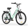 HillMiles Bici Elettrica Per Adulti Da 26, 7 Velocità Bicicletta Elettrica da 36V 13Ah Batteria Rimovibile, 25km/h & Autonomia di 80-100km E-bike Per Pendolari Urbani, IP65 impermeabile (Green)