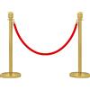 HOMCOM Colonnine Segnapercorso in Acciaio Inox Oro con Corda Vellutata Rossa di 1.5 m e Base Riempibile,, Ø32x96 cm