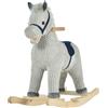 HOMCOM Cavallo a Dondolo per Bambini 3-6 Anni con Suoni in Peluche Grigio