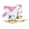 HOMCOM Cavallo a Dondolo Unicorno con Musica e Rivestimento Peluche Rosa Bianco