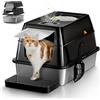 Eosarcu Lettiera Gatto Chiusa, Lettiera Acciaio Inox, 60 x 40 x 39 CM, Grande XL XXL Toilette per Gatti con Pala, Cassette Ogieniche per Gatti - Nero