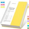 EMSHOI Taccuino A4 a righe college, blocco note a spirale 150 fogli/300 pagine, 100 g/m², copertina in PVC, note adesive, tasca, anello per penna, righello, segnalibro, diario a righe per donne e