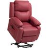 HOMCOM Poltrona Elettrica Alzapersona Reclinabile 160°, Poltrona Relax Elettrica in Pelle PU con Telecomando, Poggiapiedi e 2 Tasche Laterali per Soggiorno, Rosso