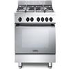 De Longhi Cucina a Gas 4 Fuochi Forno Elettrico Ventilato con Grill 60x60 colore Inox - GEMMA 66 ML