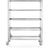 Alpes 128/165 DISPENSA APERTA LIBERI IN CUCINA, Elemento Colonne, colonna cucina, acciaio inox, su ruote, 4 ripiani per dispensa, 2 regolabili in altezza, larg. 128cm, prof. 50cm, alt. 165cm