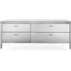 Alpes 220C-CONTENIMENTO-1 LIBERI IN CUCINA, Elemento Contenimento, mobile cucina, acciaio inox, larg. 220cm, prof. 65cm, alt. 90/95cm, 2 cassetti 120cm, 2 cassetti 90cm