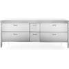 Alpes 220C-CONTENIMENTO-3 LIBERI IN CUCINA, Elemento Contenimento, mobile cucina, acciaio inox, larg. 220cm, prof. 65cm, alt. 90/95cm, 2 cassetti 30cm, 4 cassetti 90cm