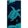 DecoKing - Telo mare grande, 90 x 180 cm, in spugna di cotone e velluto, asciugamano da bagno, blu scuro, blu acquamarina e bianco, motivo: tartaruga