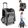 mumisuto Trasportino Gatto con Ruote, Trasportino da Viaggio per Animali, Zaino Trolley per Cani Gatti con Tasche, Portatile Traspirante, per Cani Piccoli Gatti Medi Fino 15 KG per Viaggi Lunghi Corti