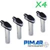 PIMAR 4 X PORTACANNE INCASSO INOX PER BARCA INCLINATO TAPPO NERO - 4 PEZZI