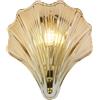 Searchlight Applique Shell 1Lt, metallo ottone satinato e vetro ambrato IP44
