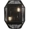 Searchlight Applique da parete in vimini 2Lt - metallo nero opaco e paralume in corda nera