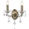 Searchlight Applique da parete Paris 2Lt - Metallo ottone anticato e cristallo trasparente