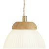 Searchlight Applique Ella - Metallo ottone, legno e vetro opalino rigato