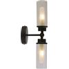 Searchlight Applique Imperial 2Lt, metallo nero opaco e vetro trasparente a coste