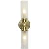 Searchlight Applique Imperial 2Lt, metallo ottone satinato e vetro trasparente a coste