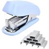 Volumoon Mini Pinzatrice Portatile con 830 Punti Metallic, Cucitrice Manuale da Scrivania, Cancelleria per Casa e Ufficio (Blu)