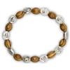 OVUNQUE PROTEGGIMI Bracciale Decina in Legno con Medaglie di Padre Pio e Gesù Misericordioso