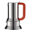 Alessi 9090/6 100 Manico Forato Caffettiera Espresso di Design 6 Tazze, in Acciaio Inossidabile 18/10 con Fondo Magnetico, Manico Forato e Colorato, Arancio