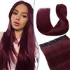 Elailite Extension Capelli Veri Clip Fascia Unica Extensions Singole 100% Remy Human Hair Naturali Lisci 45g - Ciocca Larga 22cm Lunga 40cm #99J Vino Rosso