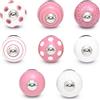 Nacnic Set di 8 pomelli in ceramica nei colori bianco e rosa, dipinti a mano con diversi disegni. Maniglie artigianali per armadi, cassetti, cassettiere e appendiabiti. Pomelli classici da 40 mm di diametro