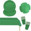POPOYU Set di 53 stoviglie di carta verde, set di stoviglie per feste di Natale, tovaglia verde, rettangolari, piatti di carta, tovaglioli, bicchieri di carta per compleanni, matrimoni, decorazioni natalizie