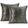 AmeliaHome 2 federe 45 x 45 cm, con chiusura lampo, geometrica, glamour Velvet Navia antracite oro