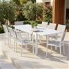 MIlani Home DEXTER - set tavolo in alluminio cm 200/300 x 100 x 74 h con 8 poltrone Venus