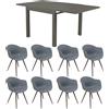 MIlani Home JERRI - set tavolo in alluminio cm 90/180 x 90 x 75 h con 8 Poltrone Dynamo