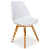 Stil Sedie - kit 4 Sedie Imbottite in Similpelle con Gambe in Legno, Sedie da Pranzo, Versatili e Antiurto, Modello Star (Bianco)