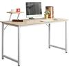 DlandHome Scrivania Ufficio per Computer e Laptop, Tavola Ufficio PC di Legno Noce, Pieghevole con Ripiano, Tavolo da Scrittura 100 x 50 cm, Acero & Bianco