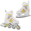 MADIVO Duo Set pattini in linea 2 in 1, regolabili, per bambini e ragazzi, pattini in linea convertibili in pattini da pattinaggio su ghiaccio | Taglie: 34-37, 38-41 (bianco, L (38-41)
