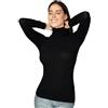 Intimidea - Maglia in Cashmere e Modal, T-Shirt Maniche Lunghe con Collo Alto, Calda e Morbida, 212845 (Nero, L/XL)