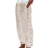 Generic Pantaloni estivi da donna, casual, in cotone, lino, 7/8, colore bianco, in lino, estivi, a vita alta, eleganti, in tessuto, con tasche, abbigliamento estivo, Y2 - kaki, 3XL tall