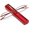 Hubeye Occhiale da lettura metallo Ultrasottile con la Cerniela a molla da Uomo e Donna Anti luce blu con la Custodia Clip Portatile 3.50