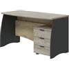 Fores Scrivania Ufficio Moderna Con Cassettiera 136x67x74 Rovere E Grigio