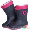 CLUB4BRANDS Stivali per la Pioggia per Bambini | Wellington con Fodera Calda Rimovibile | Suole con Effetti Luci LED | Dettagli Catarifrangenti 3M™ Scotchlite™ | Fatti in Italia (28-29 EU - Blu/Fuxia)