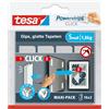 tesa Powerstrips CLICK - Strisce adesive per agganciare e sganciare cornici per foto e decorazioni da parete senza fori - Strisce adesive con sistema a scatto ON e OFF - Small - 16 x 2 pezzi