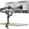 WALI Braccio Monitor Doppio per Schermi 17-32 pollici, Ergonomica Inclinazione e Rotazione Supporto Monitor Scrivania con Morsetto, Porta Monitor Molla a Gas VESA 75x75-100x100 mm(GSDM002), Nero