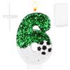 Gosknor Candelina Calcio, Bianco Verde Decorazione per Torta da Calcio Candele con Numeri di Compleanno Paillettes Scintillanti Tema Calcio Decorazioni per Feste di Compleanno Celebrazioni (Numero 6)