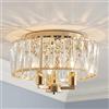 SM Saint Mossi Saint Mossi K9 - Lampadario da soffitto in cristallo, stile moderno, vicino al soffitto, attacco E14, 3 luci, 30 x 18 cm, finitura oro lucido