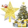 NOCHME Puntale Per Albero Di Natale Stella, Vintage Leggero Plastica Punte Albero Decorazioni Natalizie Ideale Christmas Tree Topper Decoration Star Oro