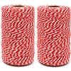 G2PLUS 400M Spago Rosso e Bianco Baker's Twine Spago in Cotone Cordoncini Decorativi Spago Natalizio,Decorativo Spago,per Cucina Cottura Natale Confezionamento Regalo