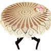 NC Amipos, centrini rotondi in stile vintage beige, realizzati a mano, in pizzo, all'uncinetto, tovaglia, in cotone, per matrimoni, casa, feste, decorazione (beige)
