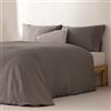 GAMUSI Set copripiumino per letto da 100/105, tinta unita, 100% cotone, copripiumino da 180 x 220 cm e federa per cuscino, traspirante, morbido, colore grigio scuro