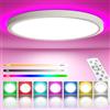 YiLaie Plafoniera LED Soffitto 24W 2200LM,Dimmerabile 3000K-6500K Lampada LED Soffitto RGB Con Telecomando,IP44 Impermeabile Plafoniera Bagno per camere da letto, soggiorni, bagni e camerette, Ø30CM
