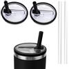 WALLFID 2pcs Coperchio Flip a Cannuccia Anti-perdite per Tumbler da 40oz,con 2 Cannucce,Anti-perdite e Anti-polvere,Facile da Pulire e Riutilizzabile,Accessori per Tazza (Nero Eclisse)
