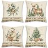 Bonhause Federe per Cuscini Natale Inverno Animali 45 x 45 cm Copricuscini Decorativi Orso Renna Pino Foglie Plaid Federa per Cuscino Divano Letto Casa Natale Decorazione Set di 4