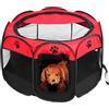 Paluplus Box Pieghevole per Animali Domestici, Misura Aperta 74x74x43 cm, Cuccia per Cani di colore Rosso con reti traspiranti, Tessuto Impermeabile, con Sacca per il Trasporto -254C
